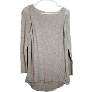 Lou & Grey Oversized Light Gray Ribbed Long Sleeve Top Size S Women